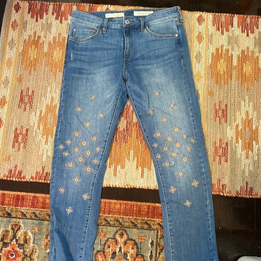 Anthropologie Pilcro and the Letterpress Embroidered Slim Boyfriend Jeans